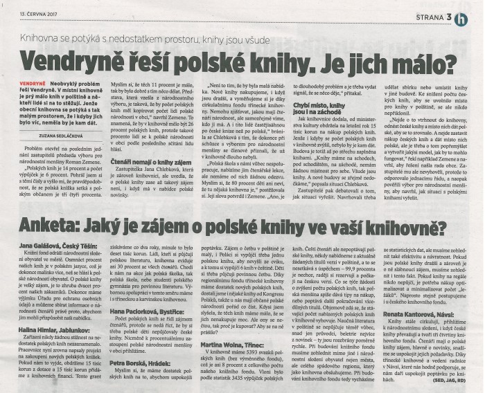 Horizont 13. 6. 2017_Vendryně řeší polské knihy