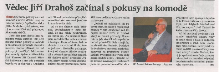 Třinecký hutník 14. 6. 2017_Vědec Jiří Drahoš začínal s pokusy na komodě