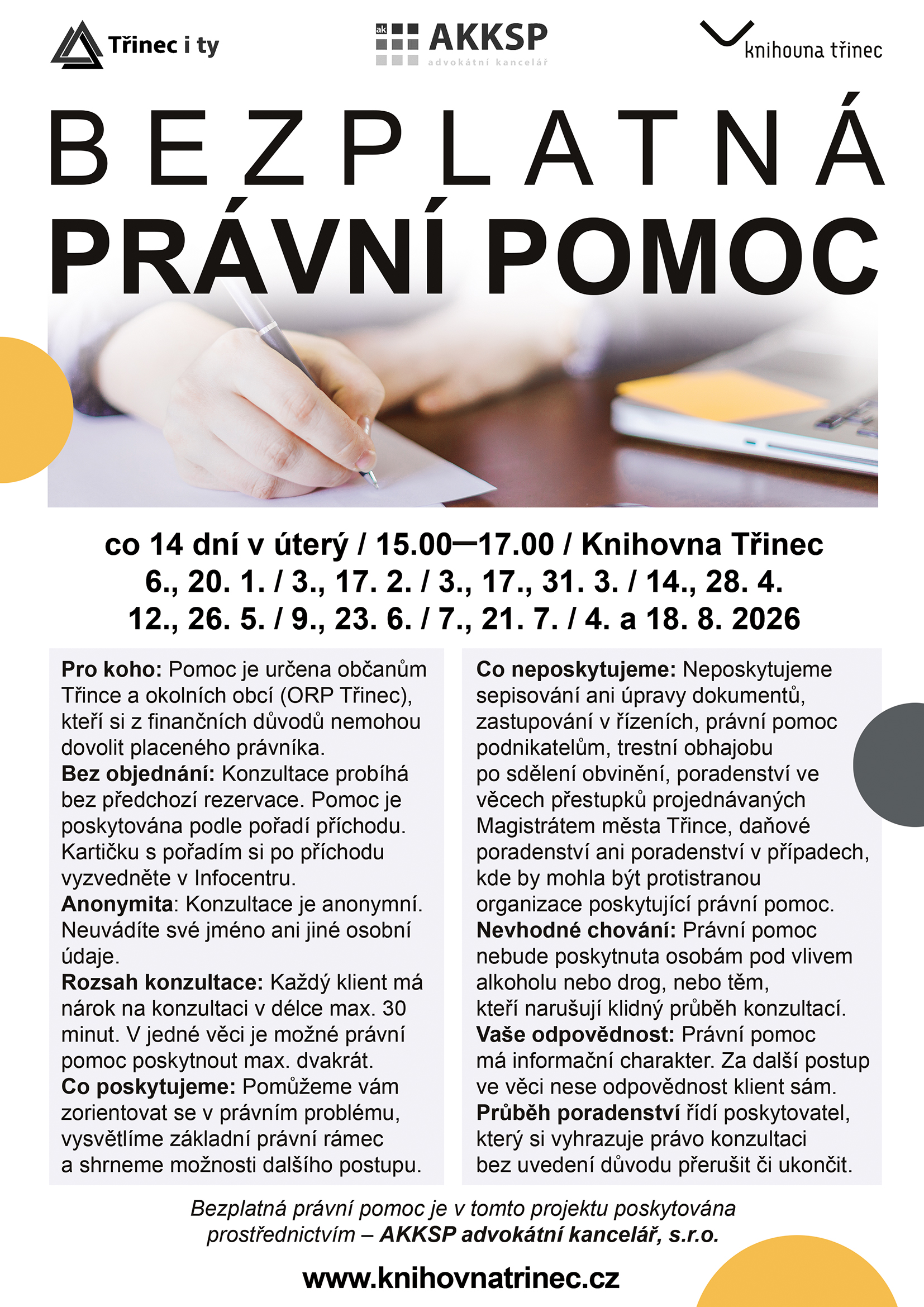 Bezplatná právní poradna jaro 2026 WEB