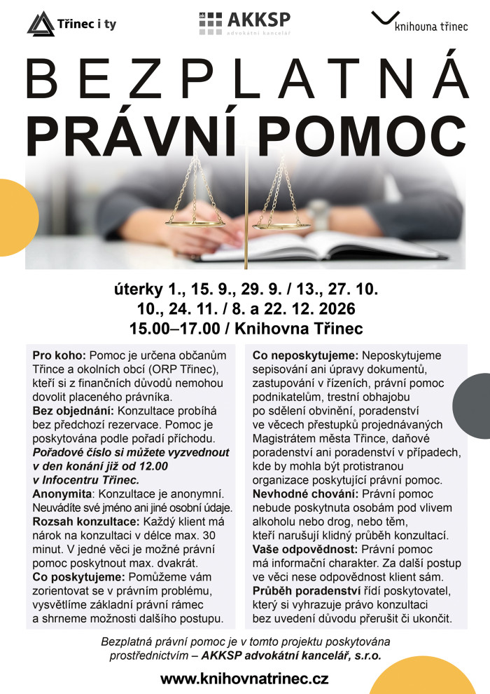 Bezplatná právní poradna podzim 2026 WEB